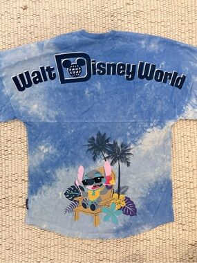 Walt Disney World Blue Tie-Dye Long Spirit Jersey with Stitch Graphic